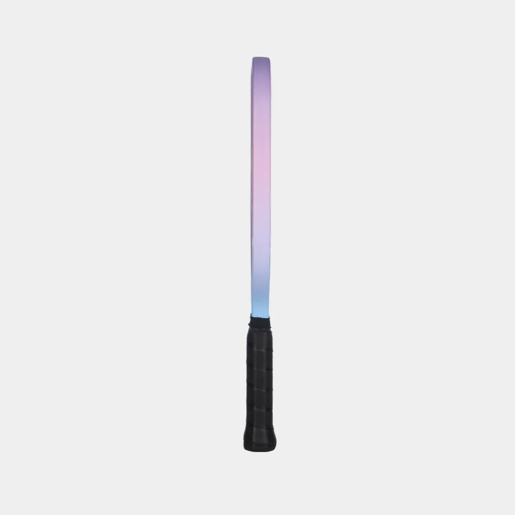Luzz Pro 4 Tornazo Fire & ICE Pickleball Paddle with pink and blue gradient side-on view