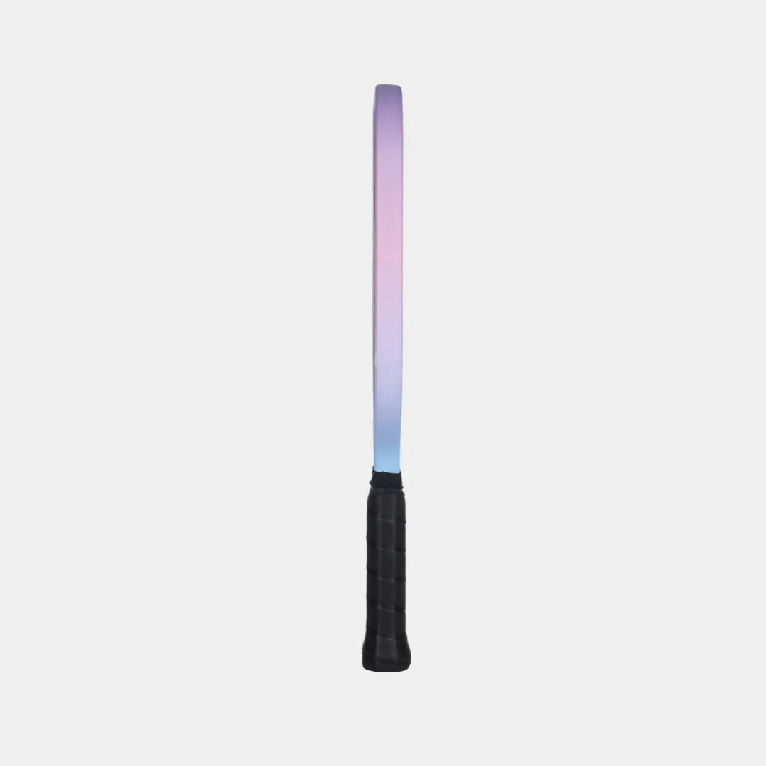 Luzz Pro 4 Tornazo Fire & ICE Pickleball Paddle with pink and blue gradient side-on view